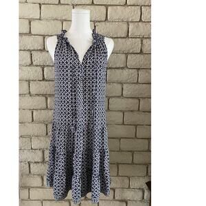 Max Studio Floral Split Neck Tiered Dress Size Medium